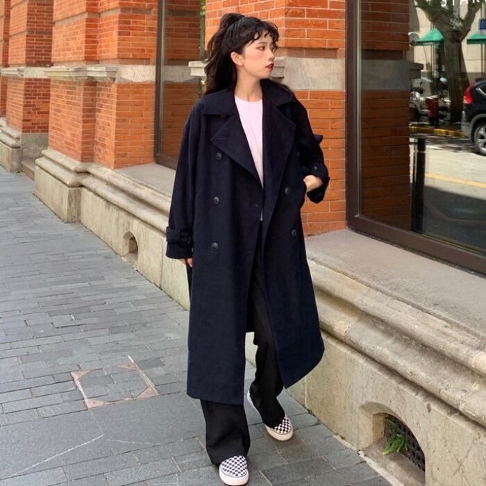 スプリングコート ルーズブラックトップス 春物 1号婦人88419141725