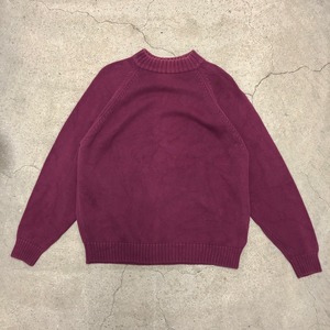 90s LANDS`END/Cotton Knit Sweater/USA製/L (WOMEN`S)/コットンニット/セーター/ラグラン/パープル/ランズエンド