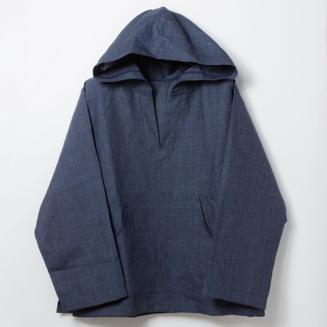 zampuメキシカンパーカー (Leftover fabric Mexican hoodie) -black×blue(plaid)-