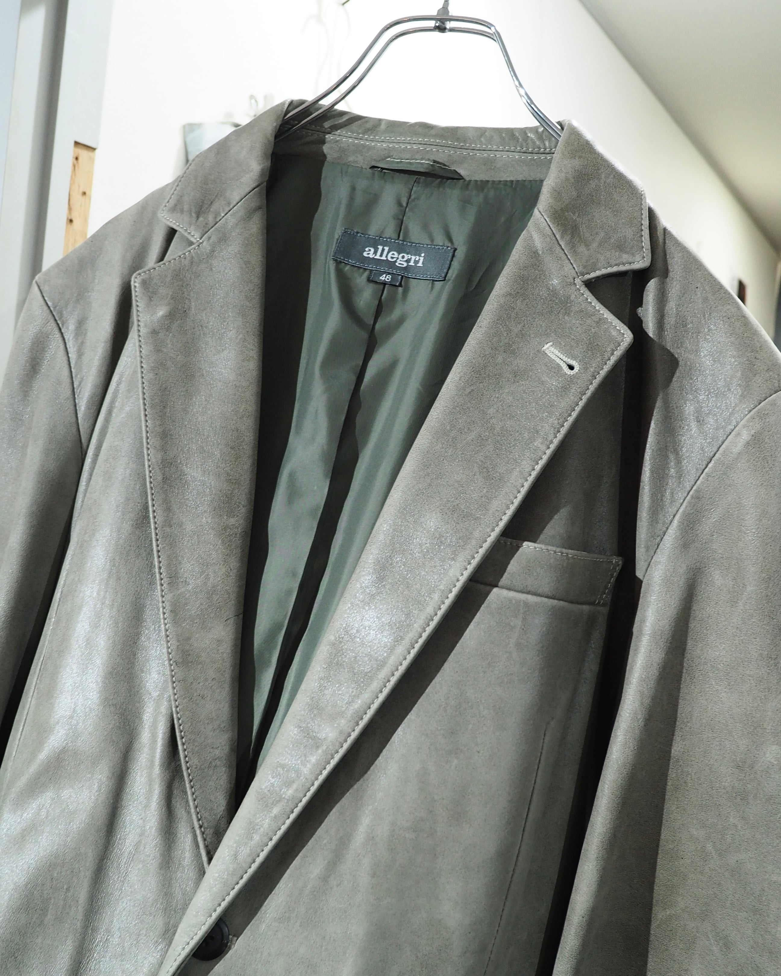 " Allegri " Beautiful Decadent Greige Color Vintage Sheep Leather Tailored Jacket