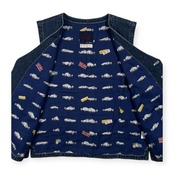 Papas パパス 裏地総柄 コットン リネン デニム ジレ ベスト サイズ 50 L /インディゴ系