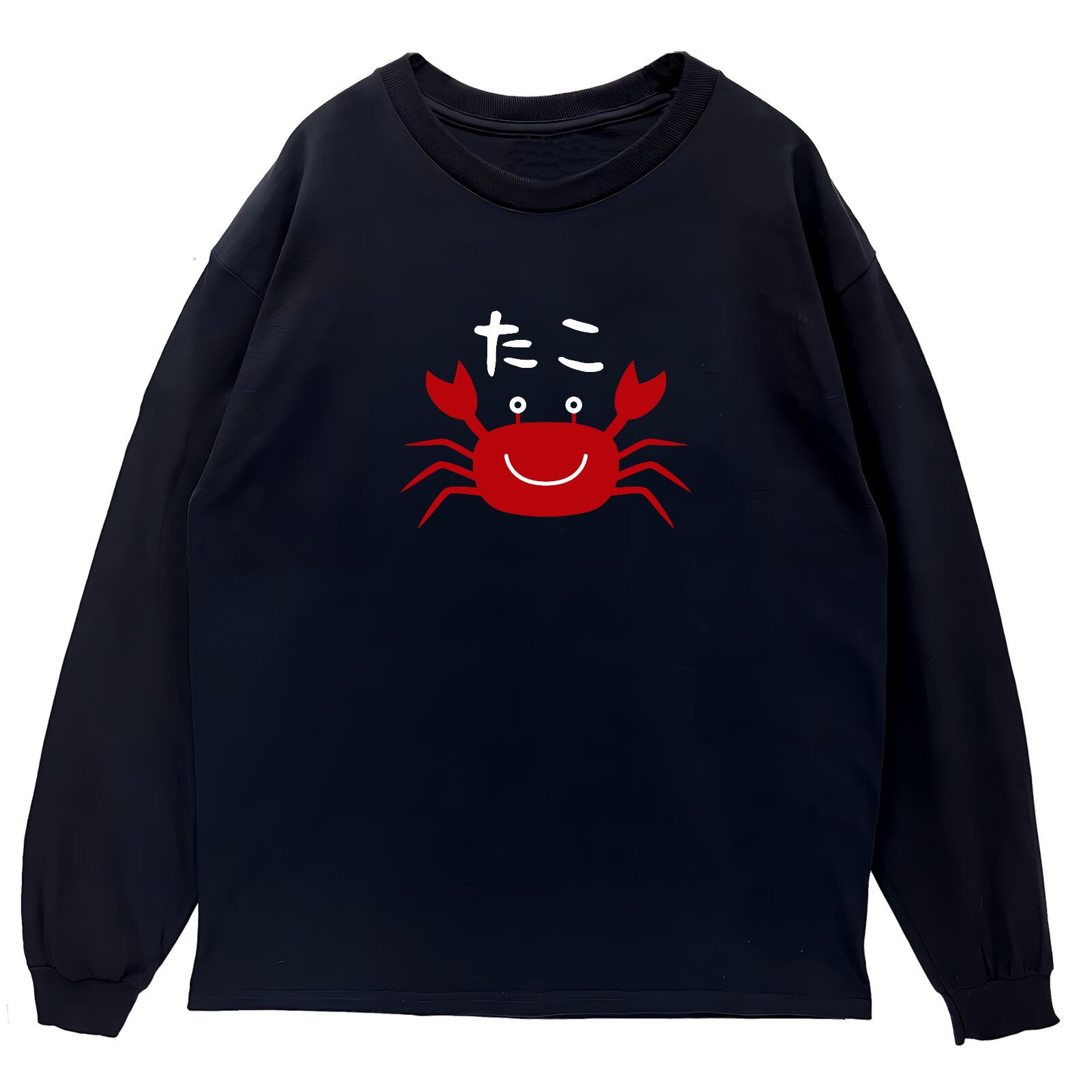 リブあり]たこ かに ロンT 長袖 ロングスリーブ Tシャツ 白 黒 大阪