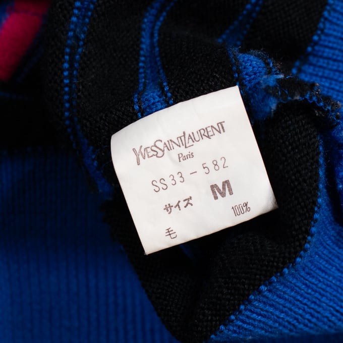 SAINT LAURENT ストライプニットセーター Yves Saint Laurentダメージストライプニット | 5Vintage