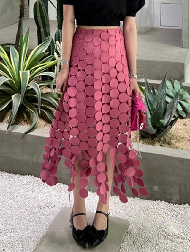 dot fringe skirt  10207