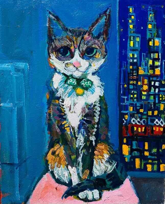 OIL COLOUR | 油彩画 #現代アート #犬 #猫
