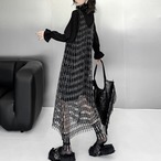 Silver mesh vest and long-sleeved T-shirt two-piece set (ME384)