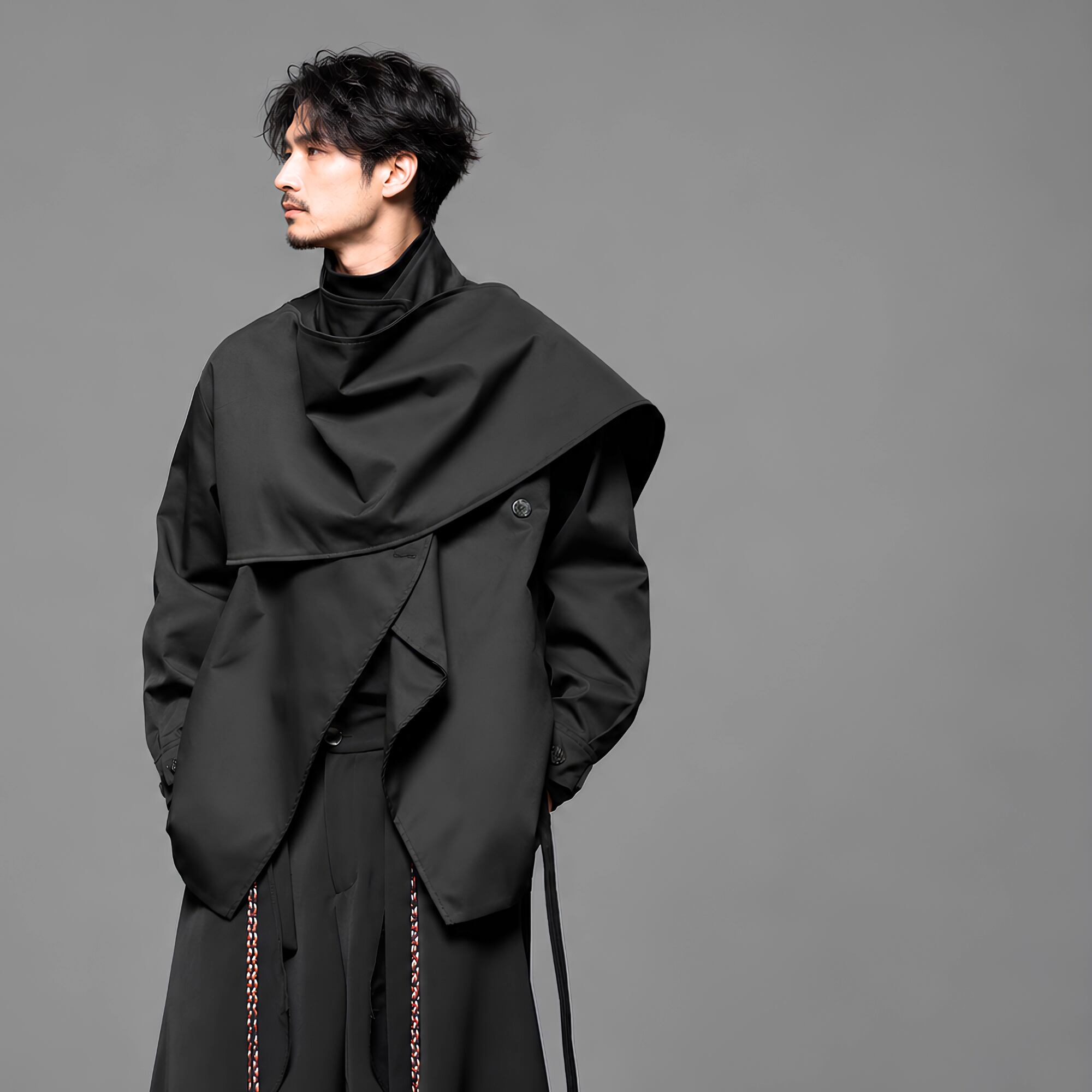 【ORV0053】Faux Two-Piece Stand-Collar Jacket / 2color