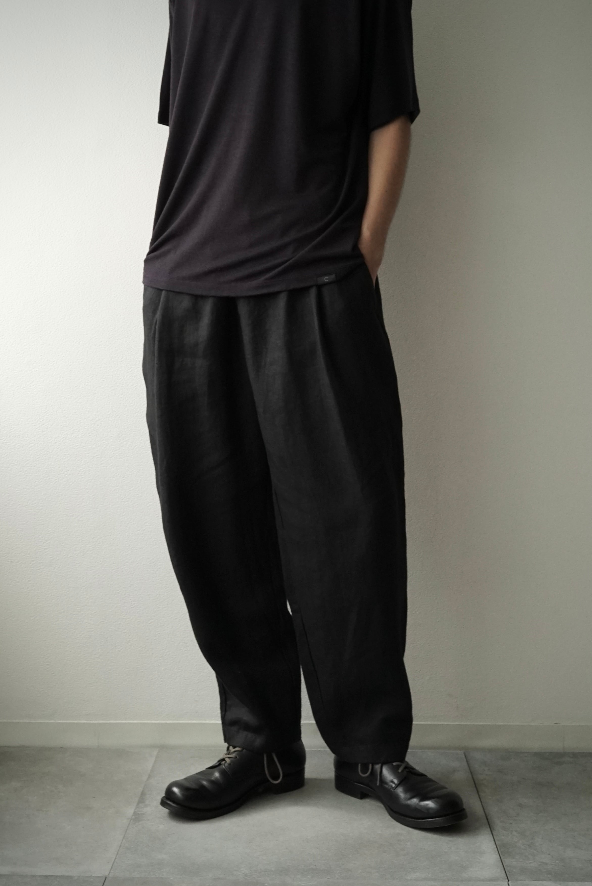 High Count Linen Gabardine / P/T Easy Pants_Ⅱ (BLACK)