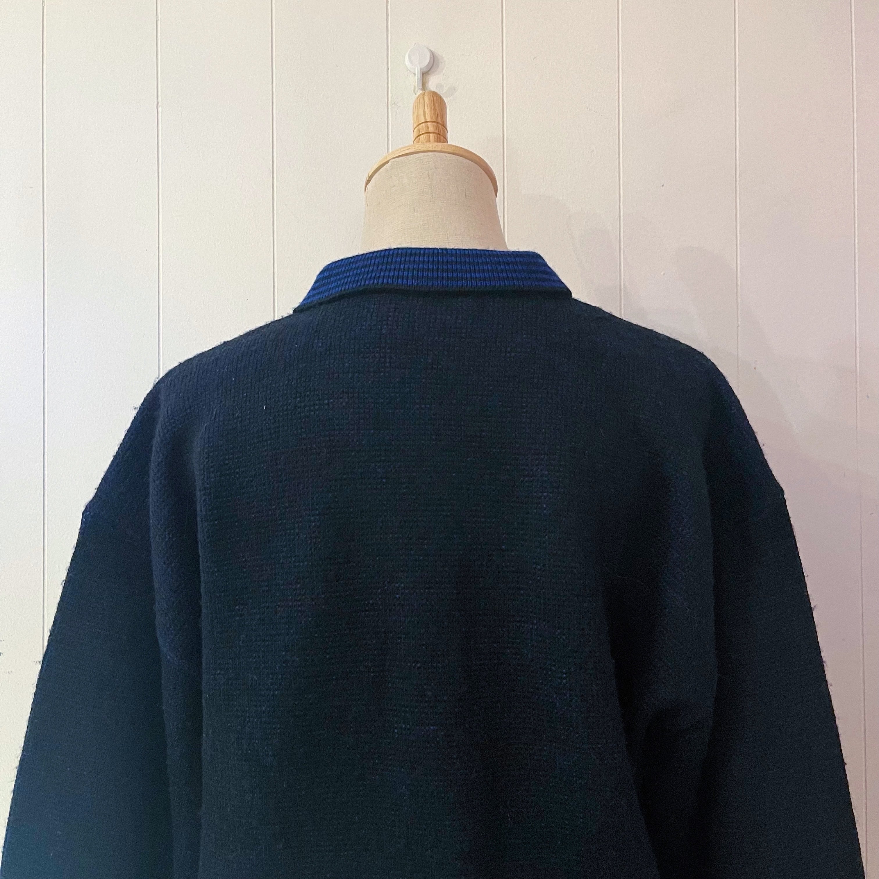 90s blue geometric knit sweater