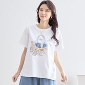 TRUBE キラキラバッグ＆ローズTシャツ【M~L】ホワイト