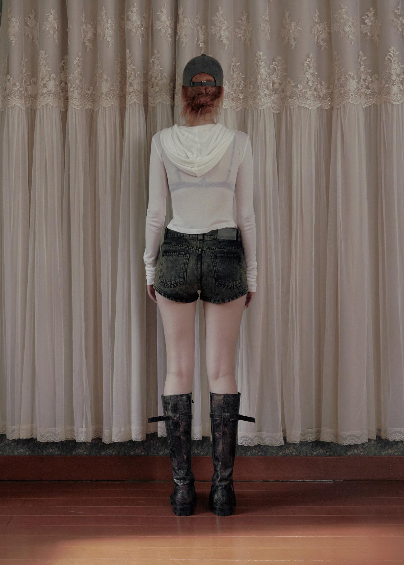 BOHEMIAN SEOUL] BUTTON FLY DENIM SHORTS, DEEP KHAKI 正規品 韓国