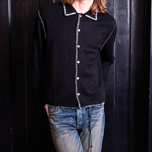 ホワイトステッチニットカーディガン　1194