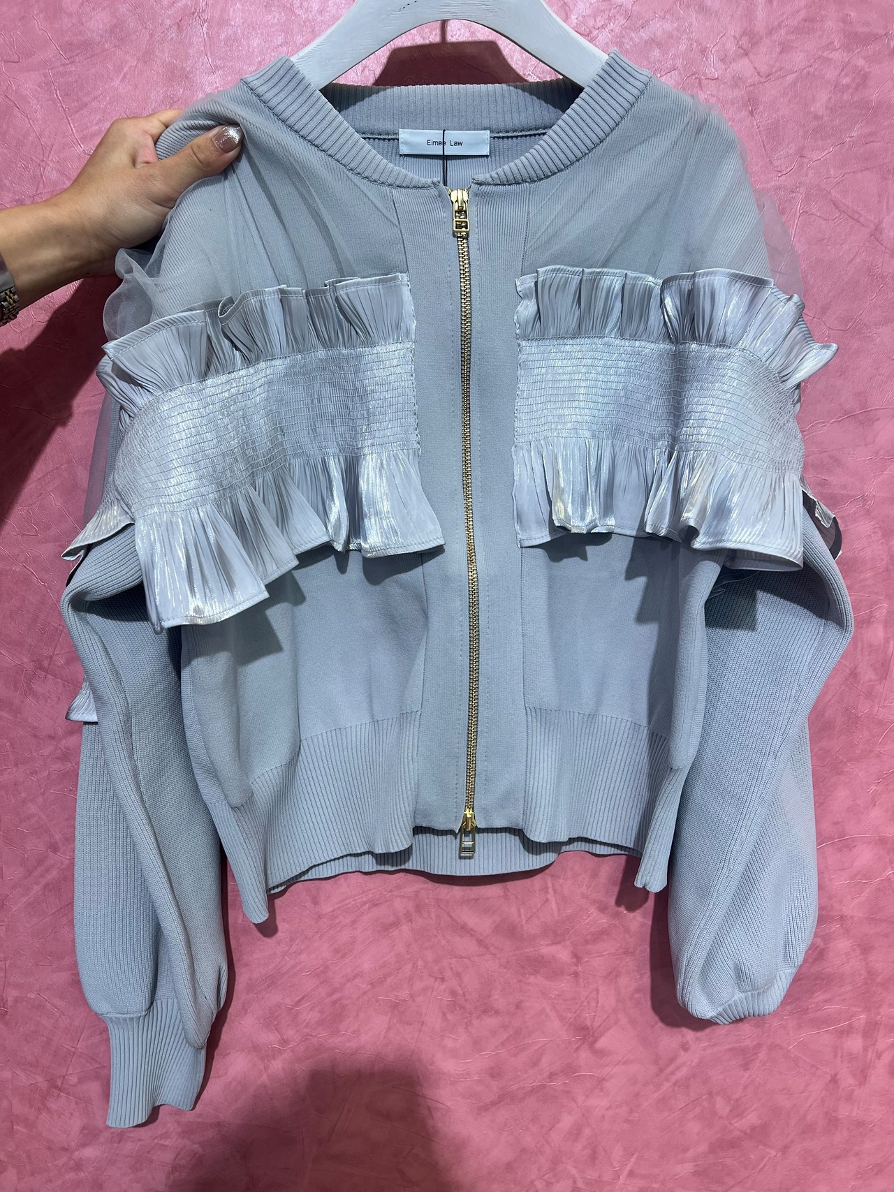 エイミーロウ　eimeelaw　Eimee Law　シャーリングフリルニットブルゾン