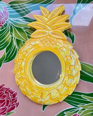 ウッドパイナップル型ミラー