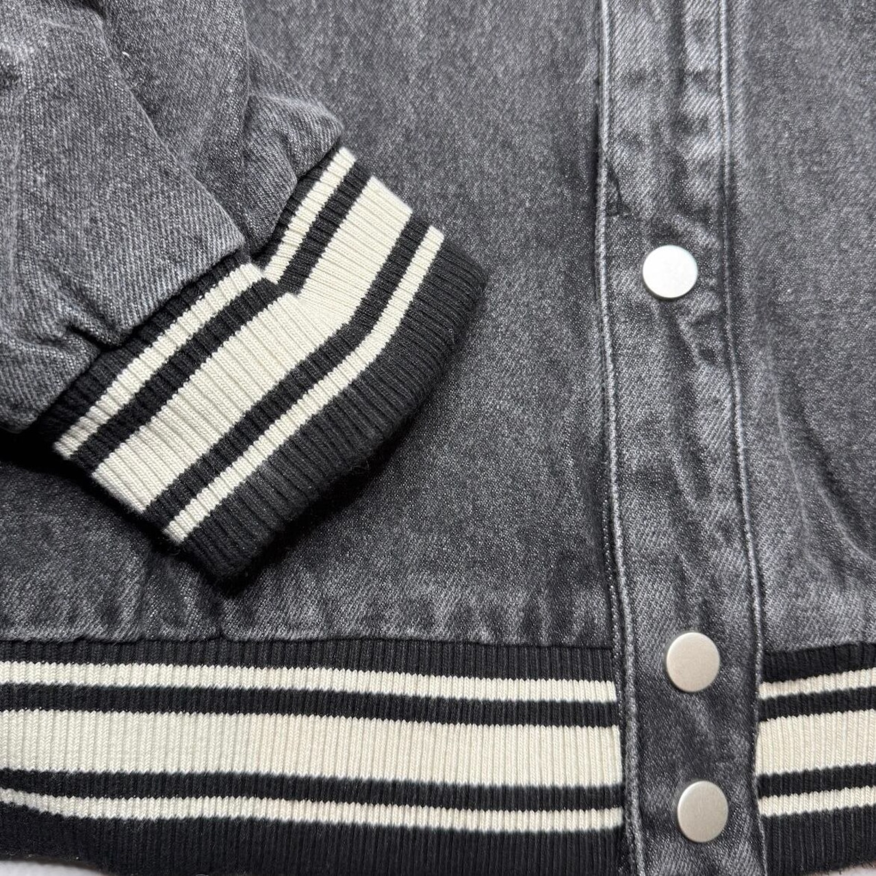 A Good Bad Influence / denim varsity jacket