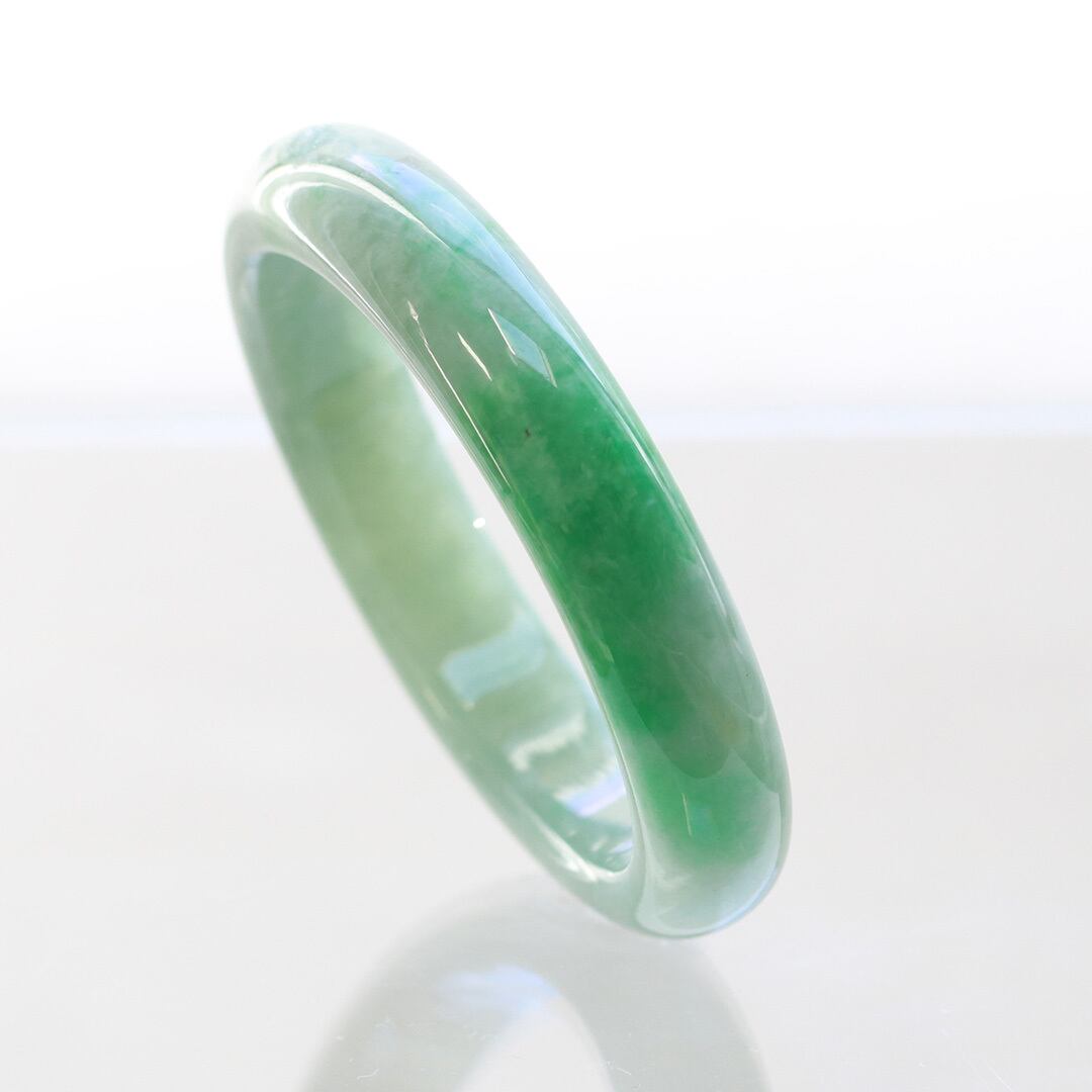 内径 約53mmx48mm 】楕円形 バングル gui fei/ green A貨翡翠