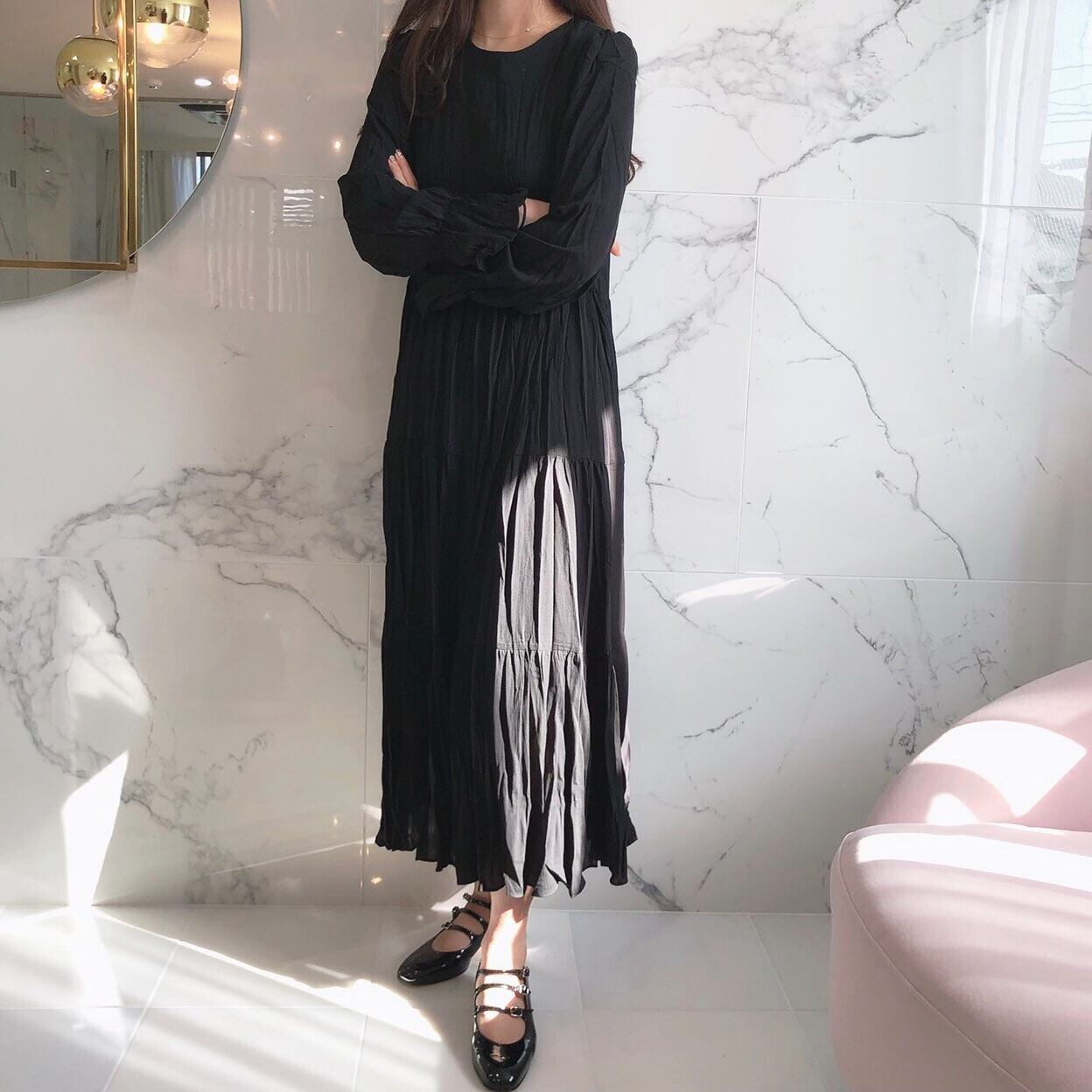 Wrinkle onepiece /black (11月下旬頃発送予定)