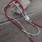 Mandi/マンディ Small A. Beads × Silver Necklace (60cm)(Red×Silver)