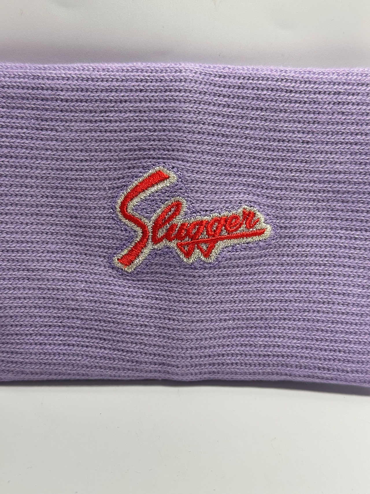 KUBOTA SLUGGERー久保田スラッガー ミチイスポーツオリジナル店舗別注リストバンド ライトパープル×レッド/ラメシルバー・画像4