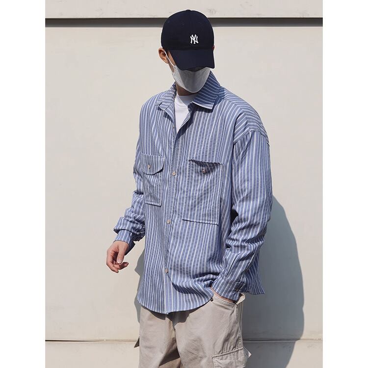 ★STRIPED RETRO WORK SHIRT　　　A0811