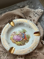 フランスVintage Limoges リモージュ アッシュトレイ フラゴナール 貴族画 ロマンス画 小物置き インテリア小物 撮影小物 金彩