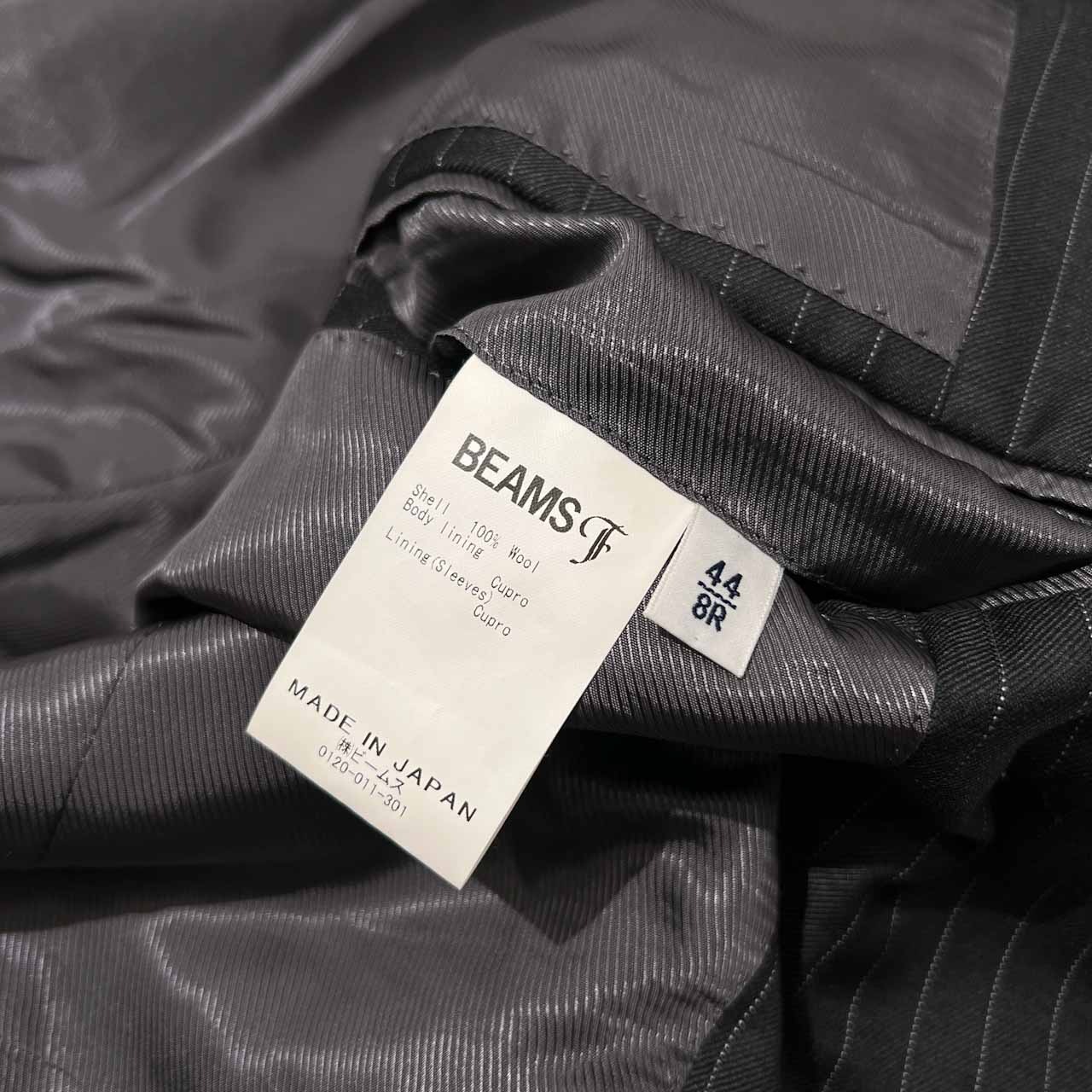 BEAMS F ビームスエフ ピンストライプ 3B テーラードジャケット サイズ 44/8R /チャコールグレー/メンズ/日本製/重ねボタン