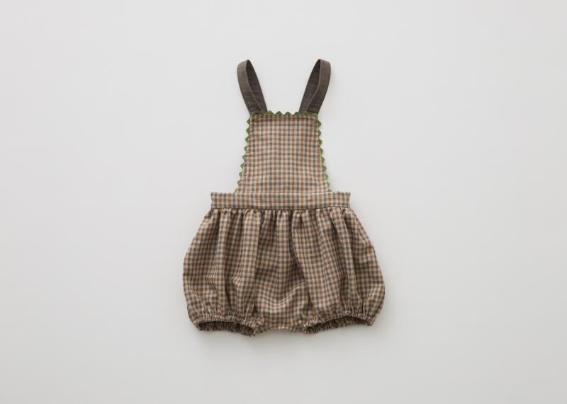 【 eLfin Folk 26AW 】 Country Check Baby Salopette / beige