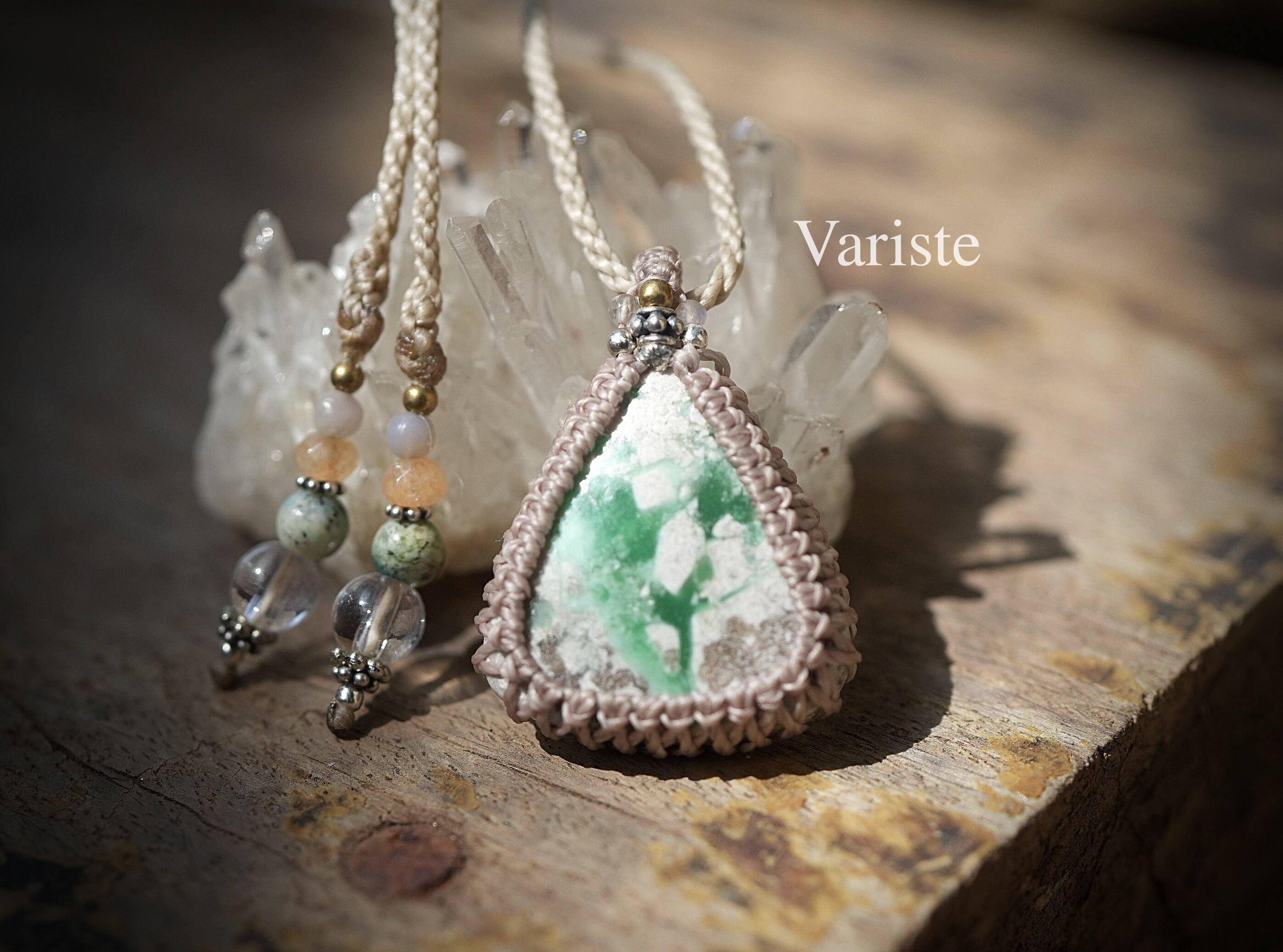グリーン絵の具★バリサイト マクラメネックレス1813