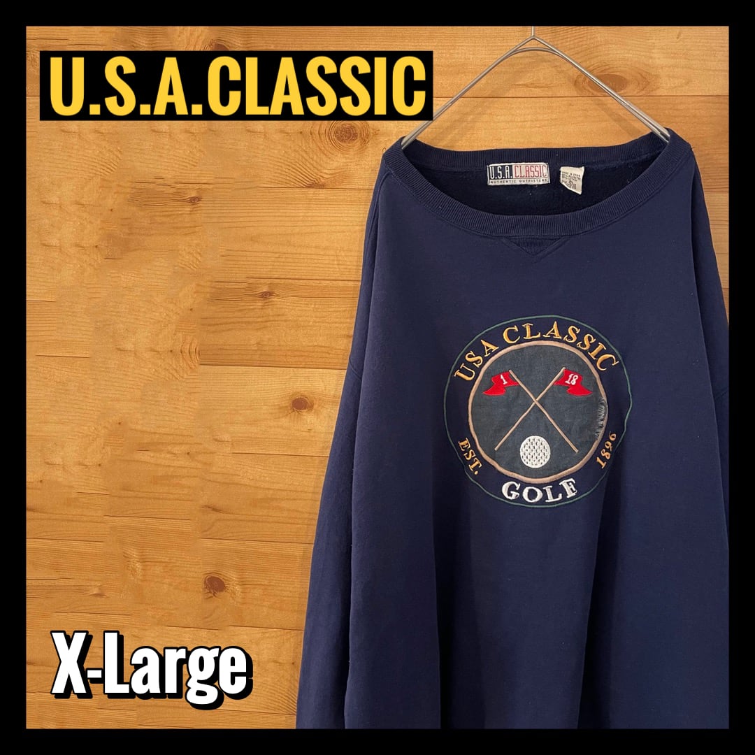 U.S.A.CLASSIC】ゴルフ ゆるだぼ XL スウェット トレーナー 刺繍ロゴ