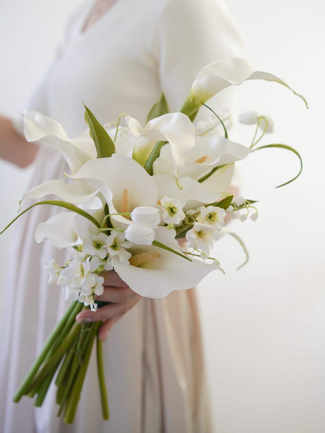 〈完成品販売ブーケ〉 White calla lily artificial flower bouquet