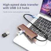 ANYPUS USB ハブ、4USBポートアルミニウム合金超スリムUSB 分岐、USB Hub 5Gbps高速転送usbハブ 3.0、USB 増設Macbook/iMac Surface Pro/Mac Pro/PC/XPSなどに対応しています【ブラウン】