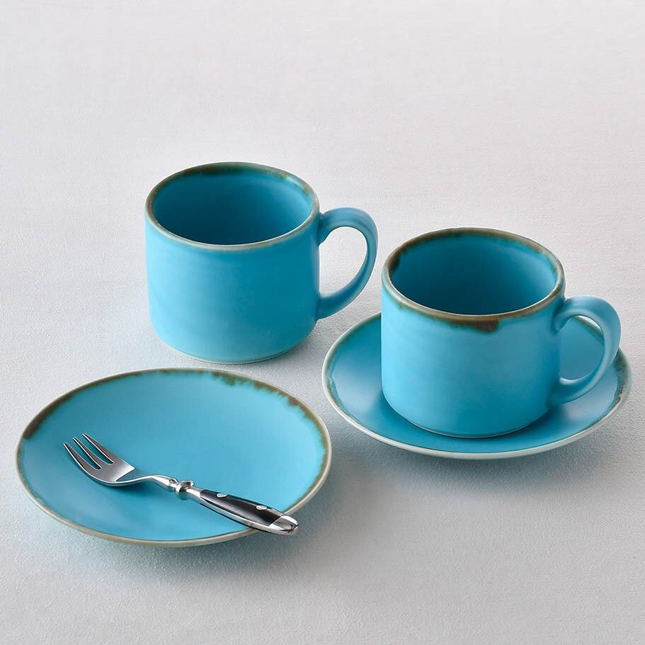 ターコイズブルー 15cmプレート 渕錆 | 波佐見焼 和食器の通販｜長十郎窯