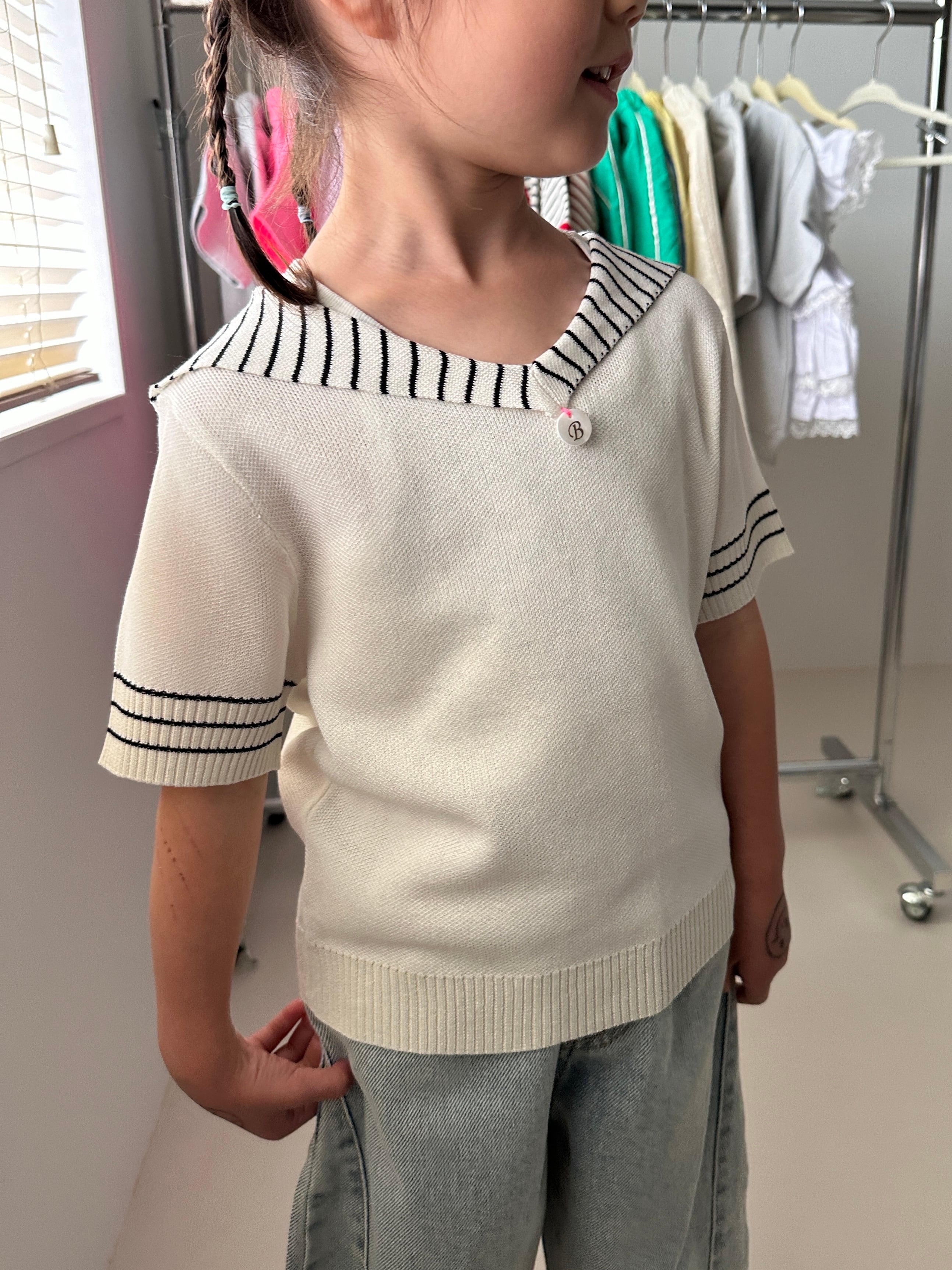 ボーダーセーラーニットTee（90〜120cm）3672