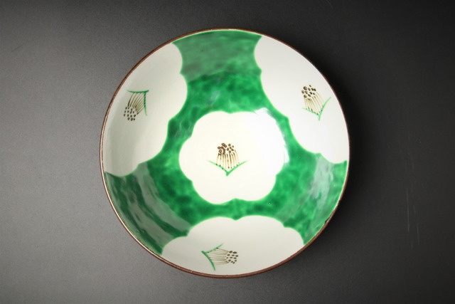 <455>青地椿文向付 清水焼