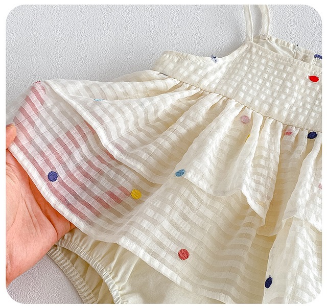 【BABY】カラフルドット柄キャミソールワンピースロンパース - 13