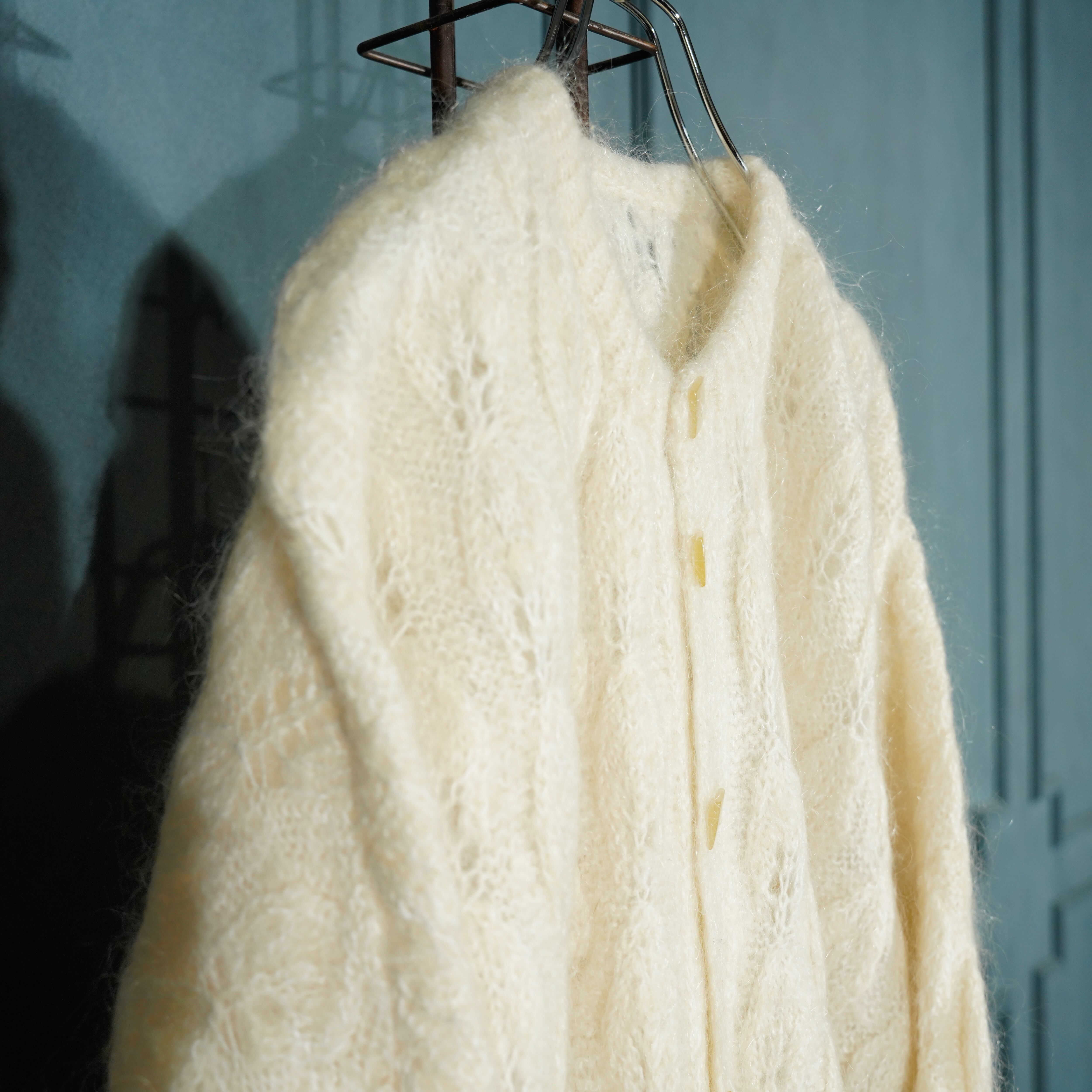 USA VINTAGE CABLE DESIGN MOHAIR KNIT CARDIGAN/アメリカ古着ケーブル