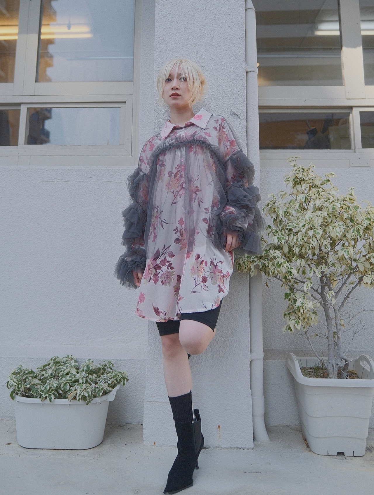 Foil Rib Socks / SILVER × BLACK - 4