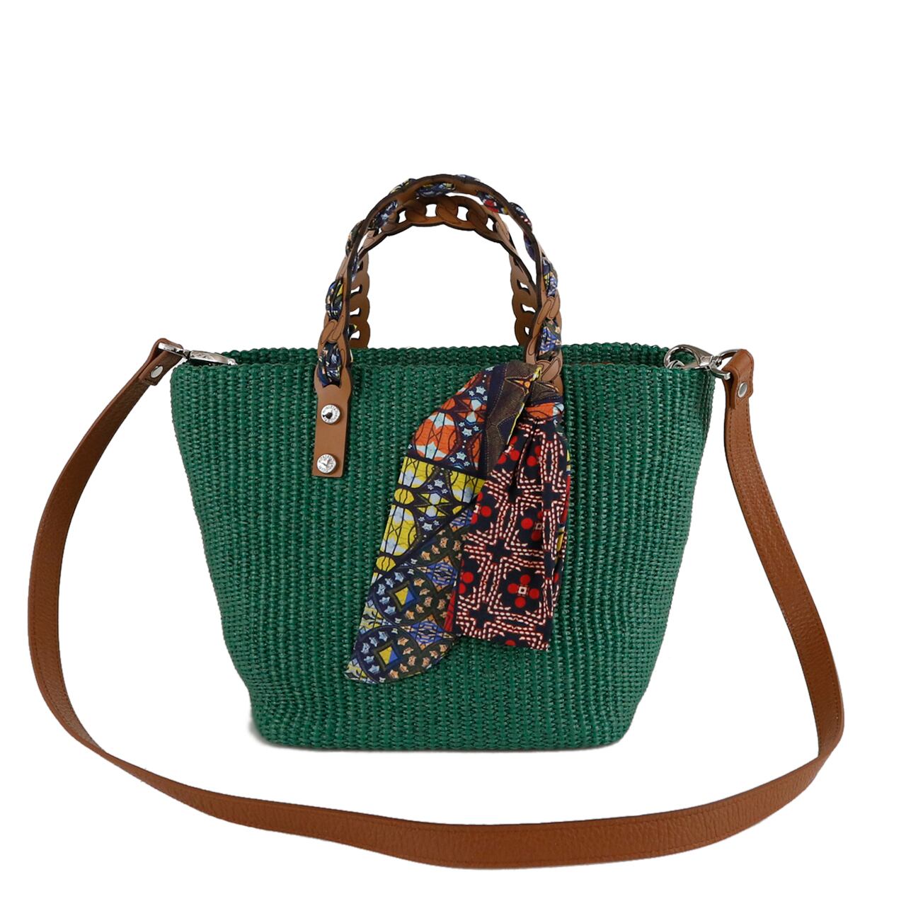 一部予約販売中】 ROBERTA GANDOLFI ストロー&レザー ハンドバッグ