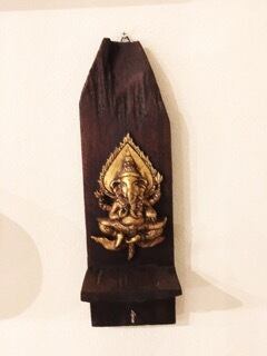 エスニック雑貨木彫りガネーシャ壁掛け