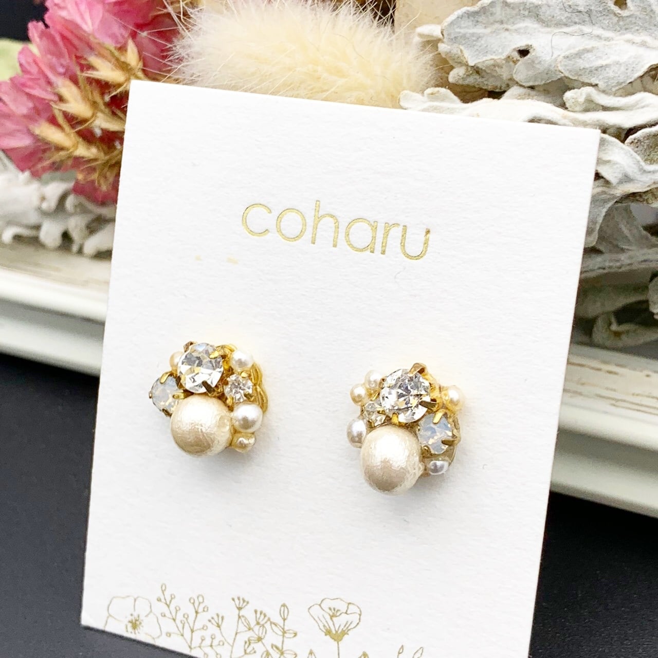 coharu パールビジューピアス | CARA handmade powered by BASE