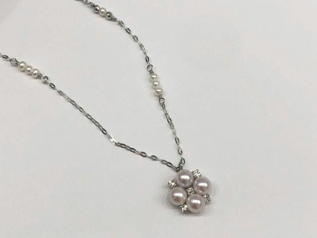 K18WG 4.0ミリパールペンダントネックレス