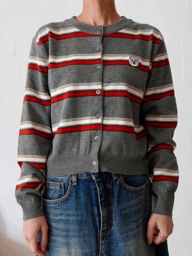 278. L'ours Polaire et Bleu(ルスポレイル&ブルー) マルチボーダーカーディガン(gray)(25318056)