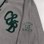 CUTTER & BUCK カッターアンドバック ダイヤ柄編み ハーフボタン ニット セーター サイズ M /ライトグレー系 ゴルフ ウェア