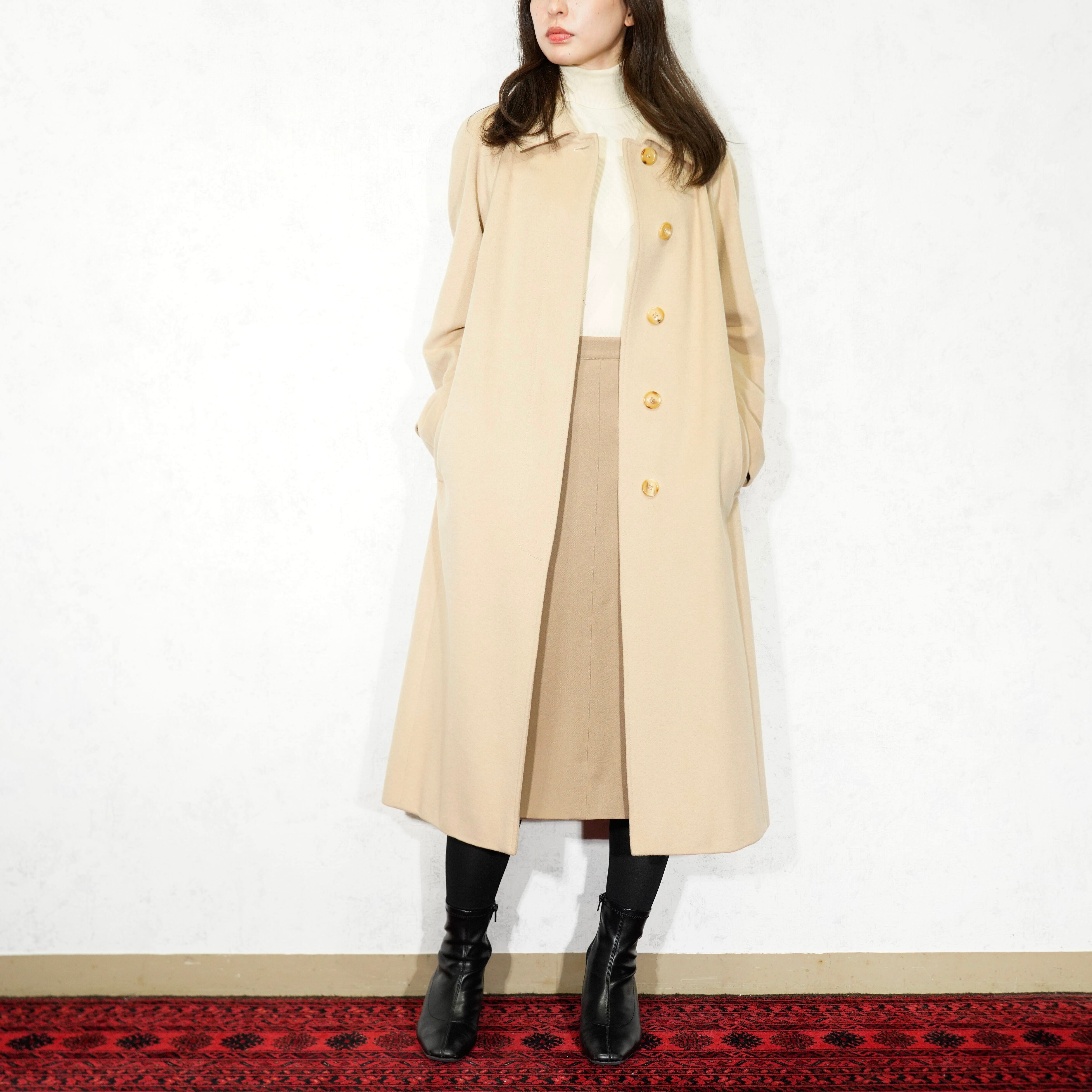 極美品 BURBERRY からし LONDON 高級 ファー ウール トレントコート38 