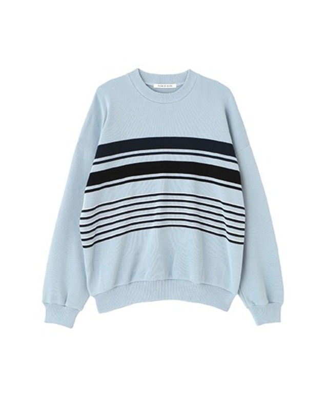 SEVEN BY SEVEN / 800-6160107 CREW NECK STRIPE KNIT SWEATER (BLUE)