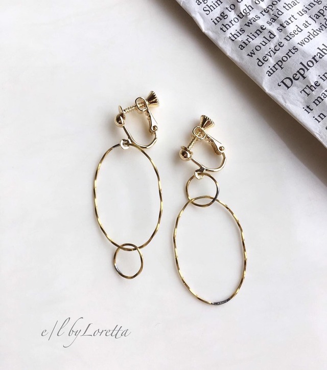 真鍮 Asymmetry W ring pierce/earring  0086