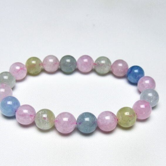 ミックスカラーベリル ブレスレット 10mm 一点物 メール便可 [M便 1/10] 111-48762