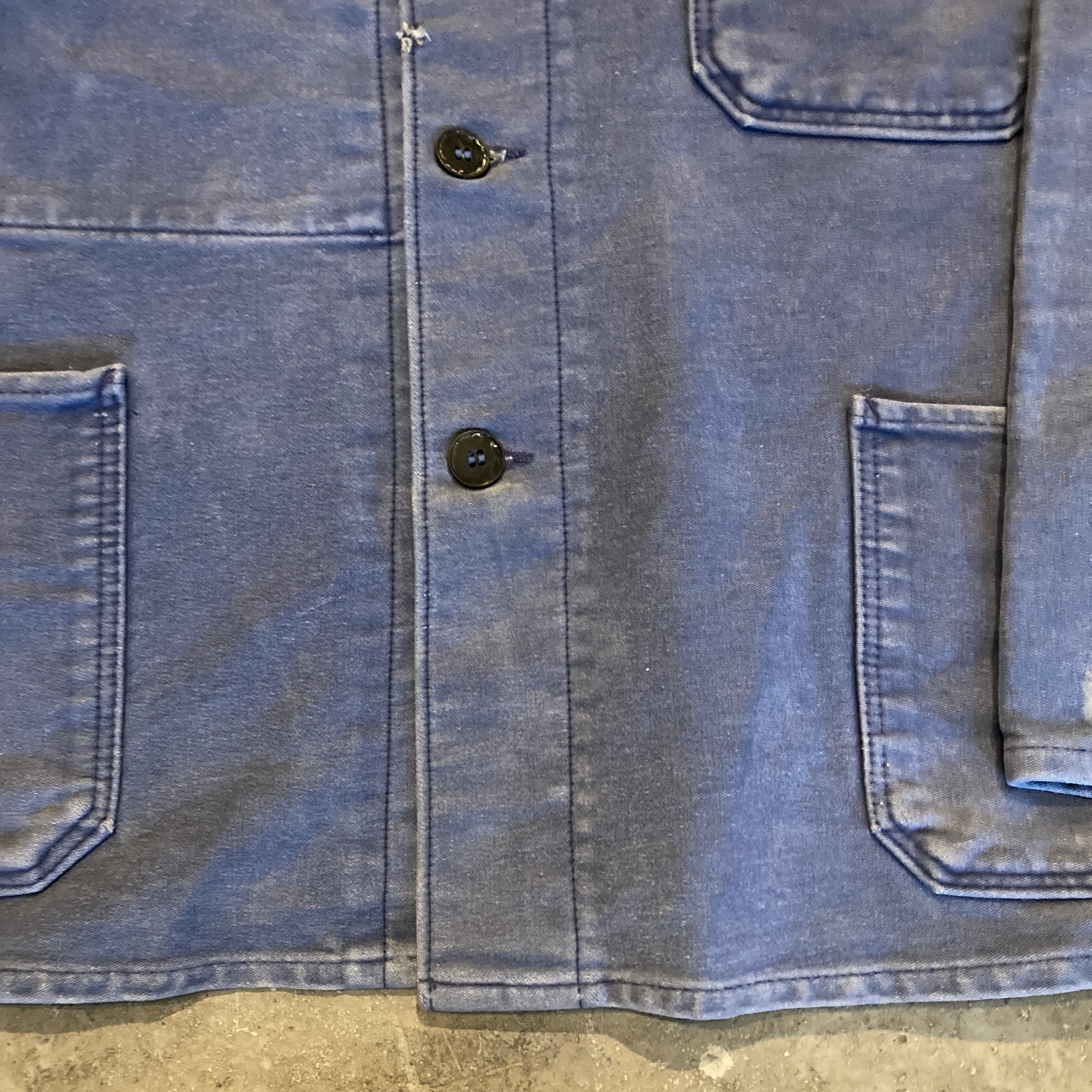 F545】Vintage French Work Jacket ROFA Blue Moleskin Style 56