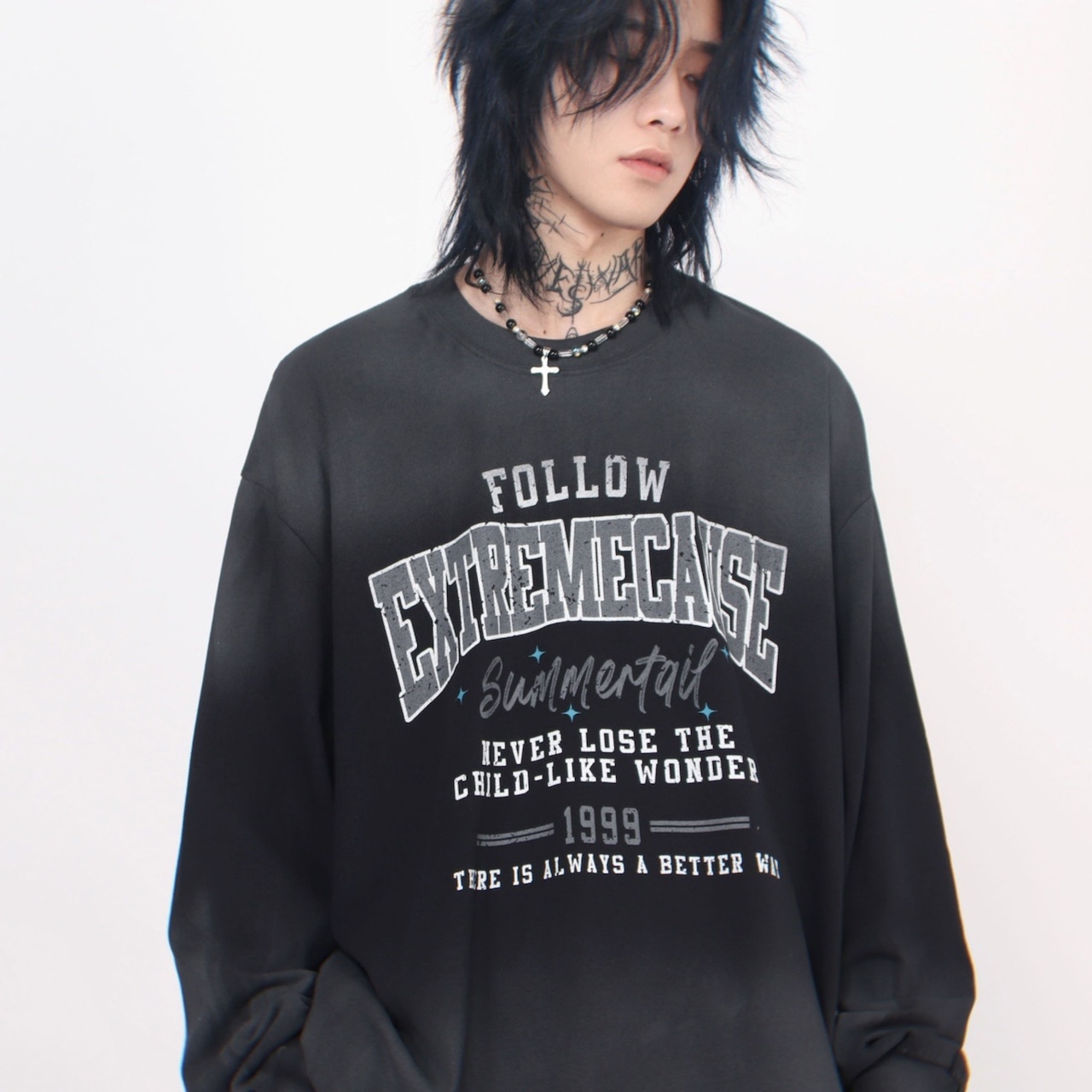 VINTAGE ストリート スプレーペイント ロングTシャツ T266