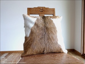 毛皮クッションカバー Bulu04 天然皮革 北欧 本皮 レザー 正方形 手作り レトロ調 エスニック 45cm×45cm idaputi
